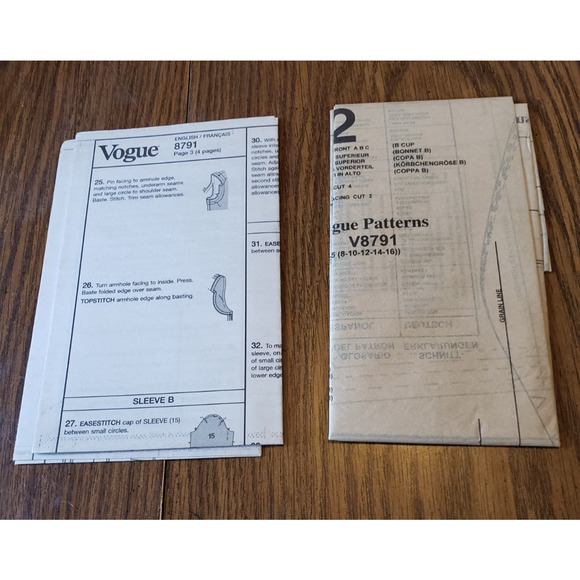 Vogue Pattern #V8791 Easy Sizes 8-16 Semi-fitted, Mock Wrap, Pullover Top Tunic - Picture 5 of 6